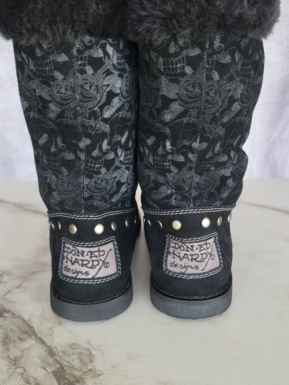 Ed Hardy Faux Fur Snow Boots Black Women's Size 6 - Picture 8 of 15